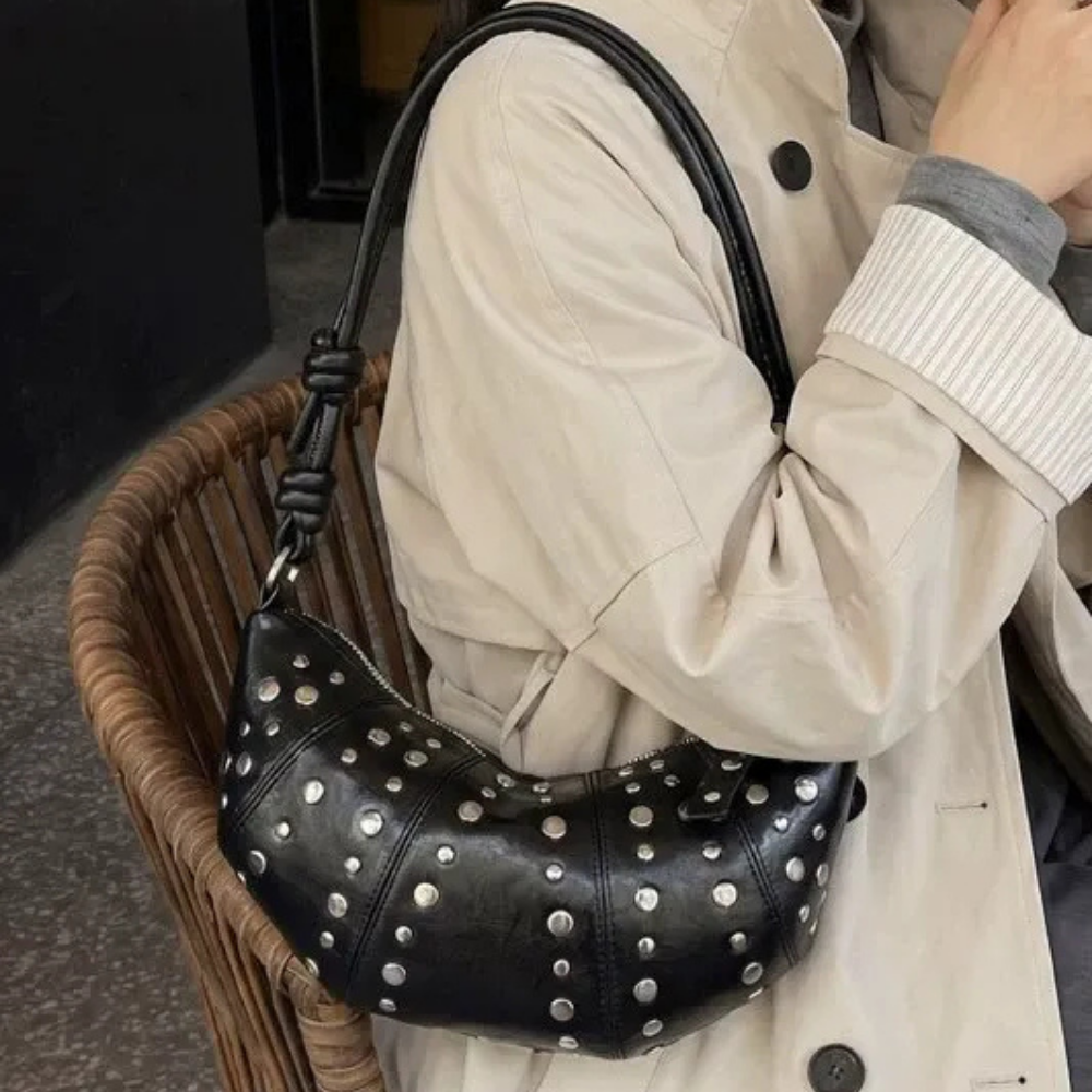Tavrina Studded Croissant Shoulder Bag