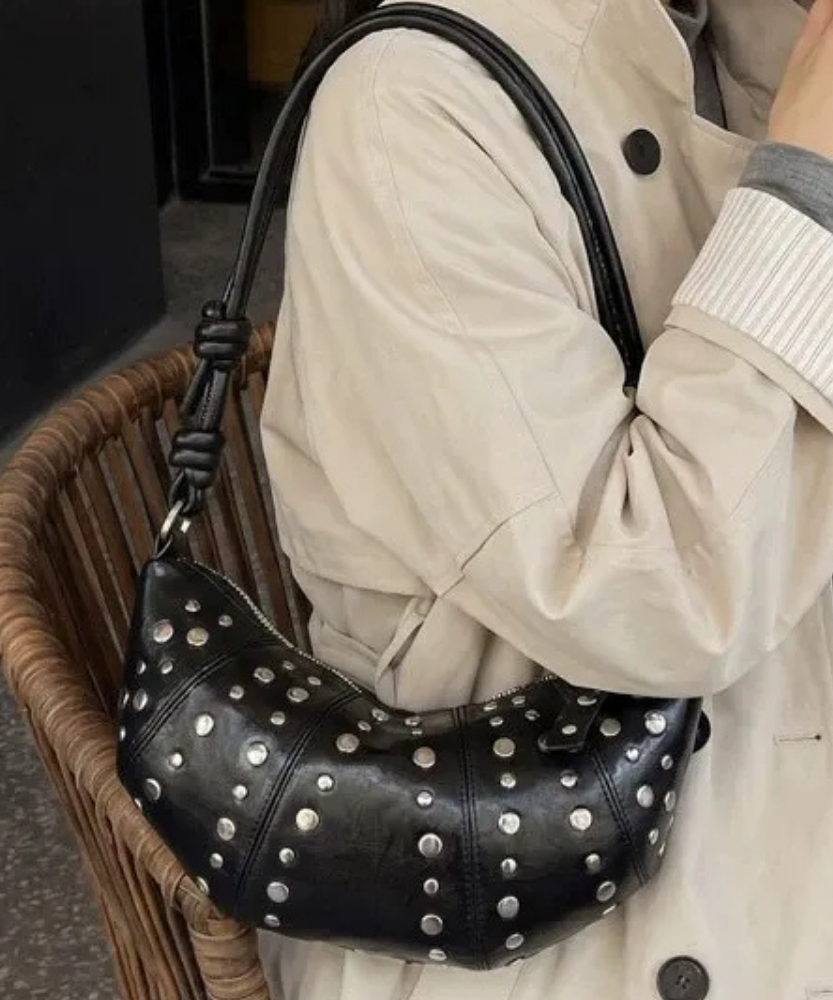 Tavrina Studded Croissant Shoulder Bag