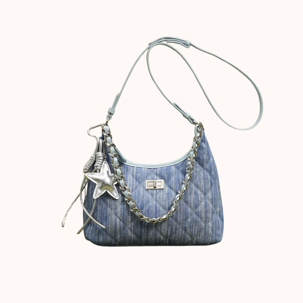 Bleuressa Quilted Denim-Look Shoulder Bag