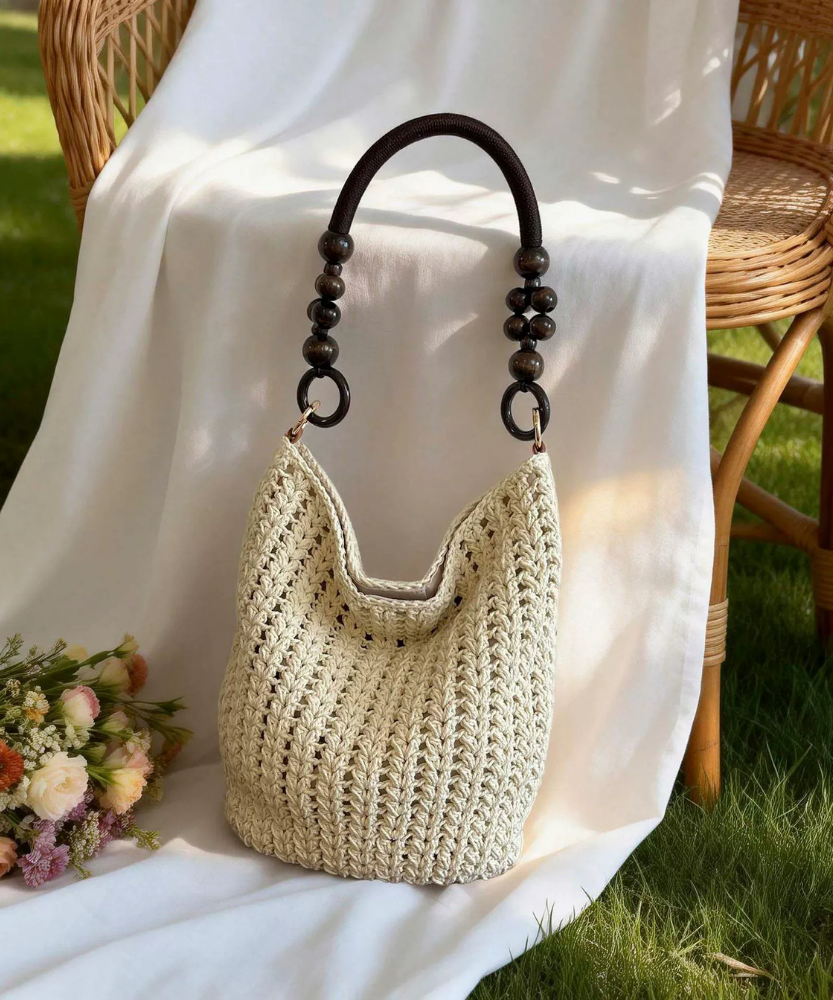 Marélle Beaded Handle Woven Bag