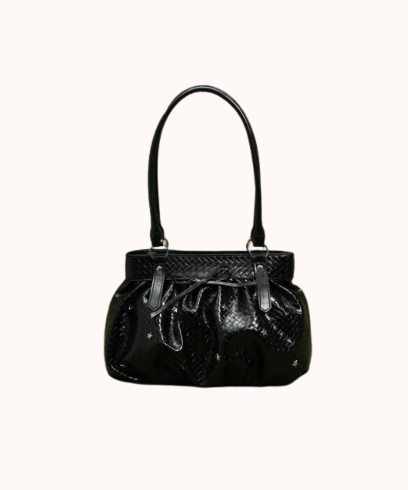 Avelisse Glossy Ruched Shoulder Bag