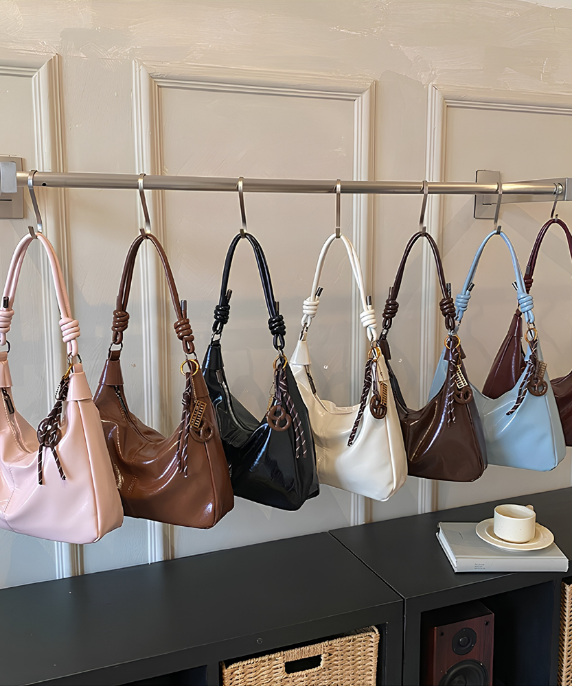 Léonie Glossy Hobo Bag