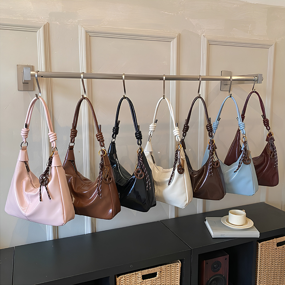 Léonie Glossy Hobo Bag