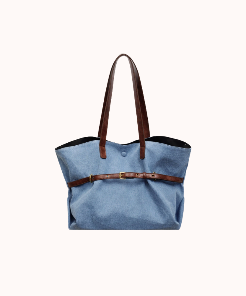 Azzira Belted Denim Tote Bag