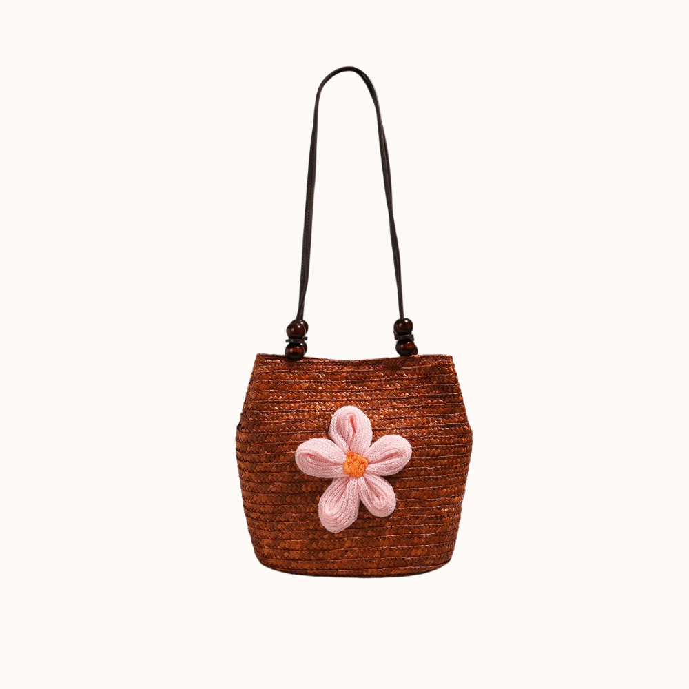 Fleurwave Woven Straw Shoulder Bag