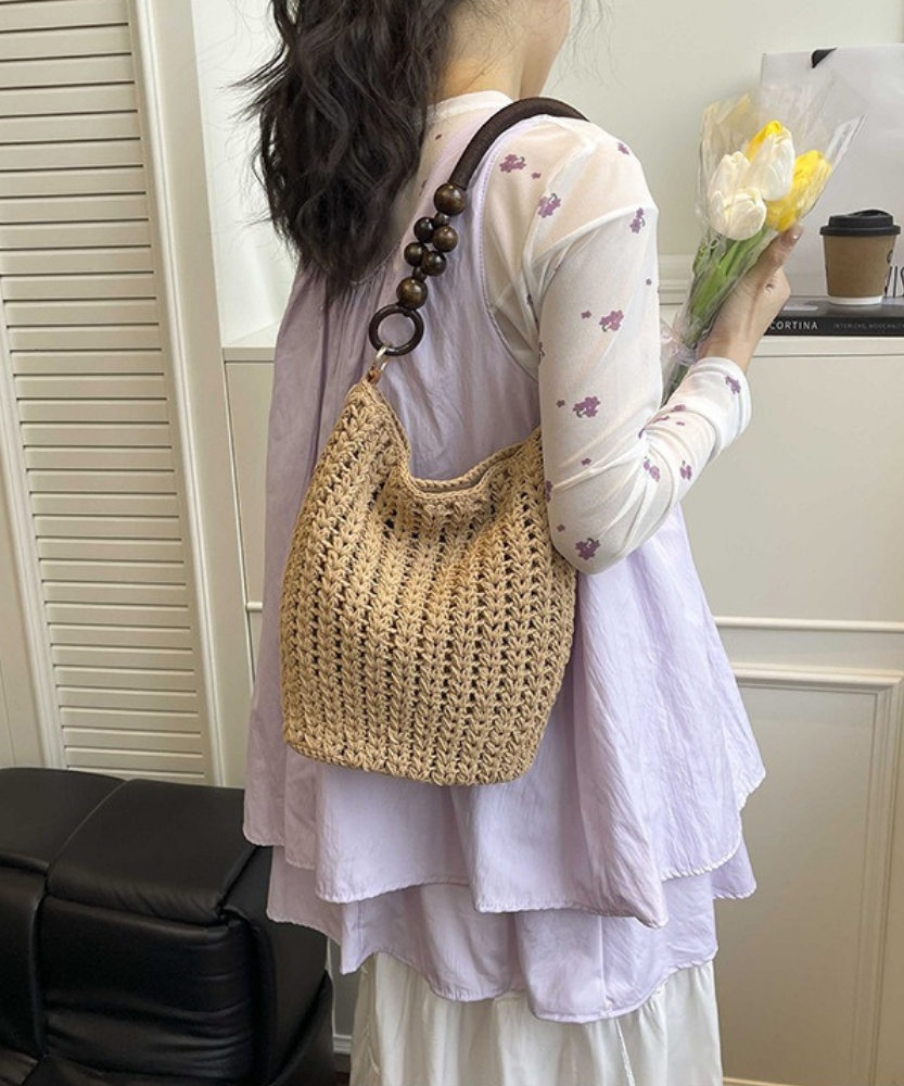 Marélle Beaded Handle Woven Bag