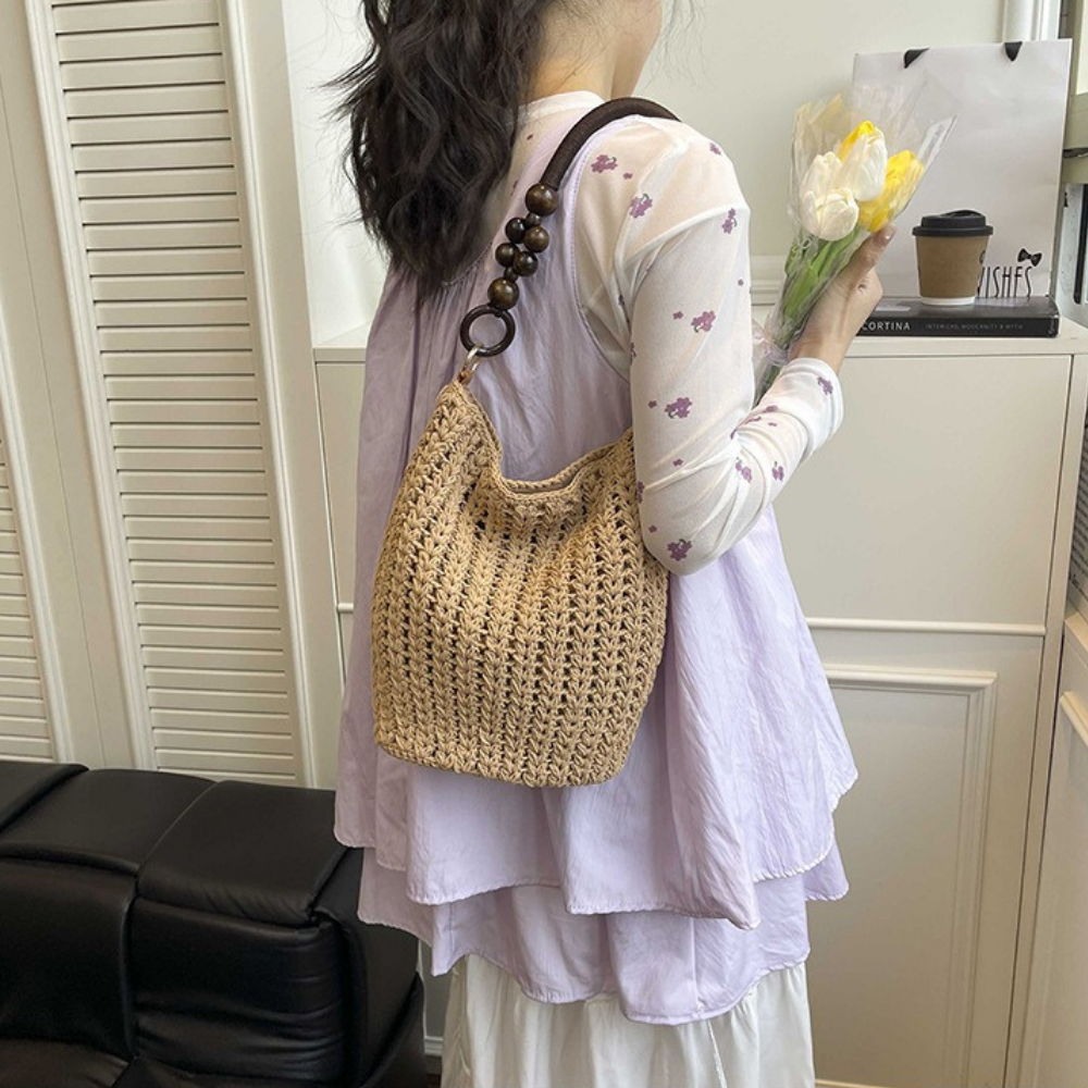 Marélle Beaded Handle Woven Bag