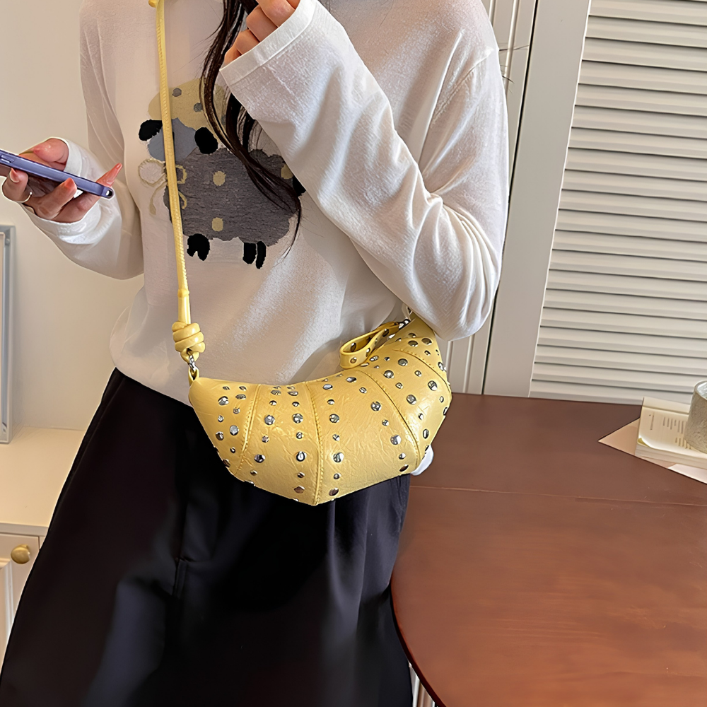 Tavrina Studded Croissant Shoulder Bag