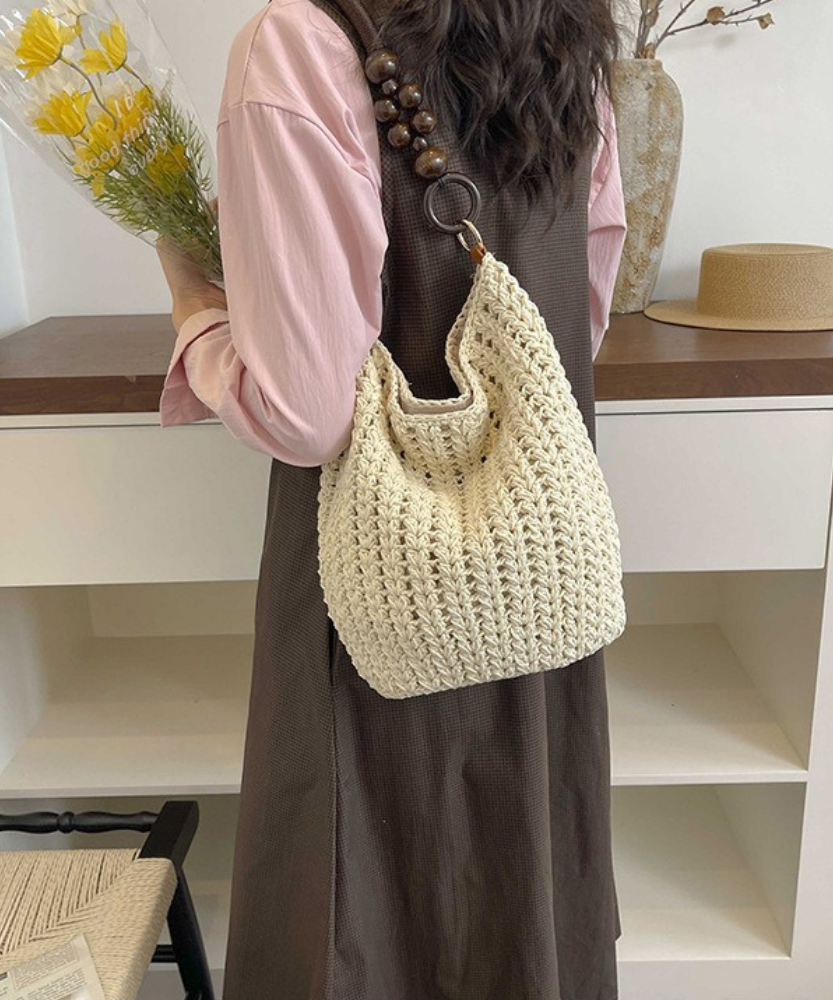 Marélle Beaded Handle Woven Bag