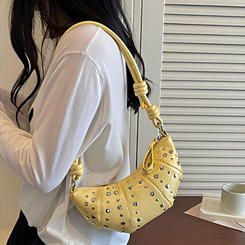 Tavrina Studded Croissant Shoulder Bag