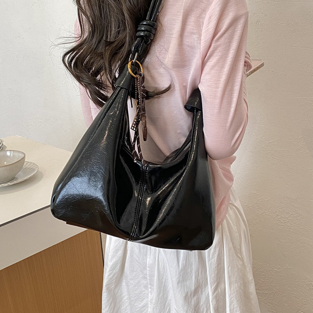 Léonie Glossy Hobo Bag