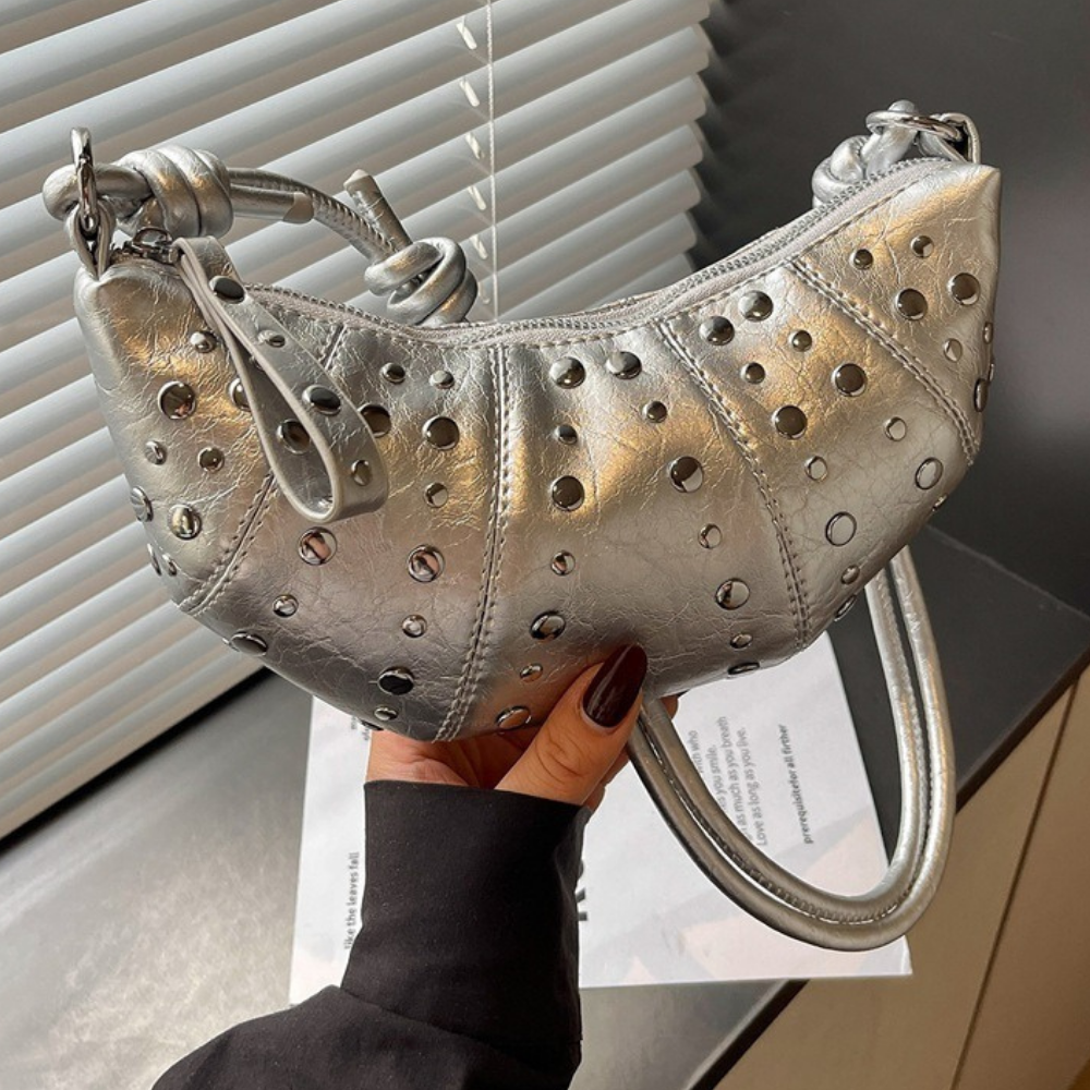 Tavrina Studded Croissant Shoulder Bag