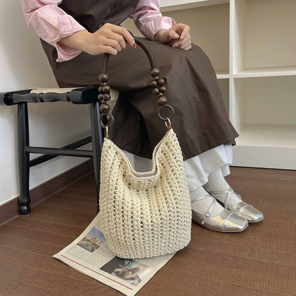 Marélle Beaded Handle Woven Bag