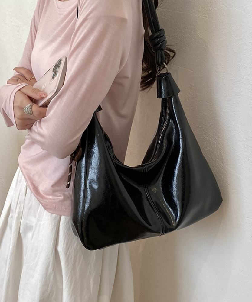 Léonie Glossy Hobo Bag