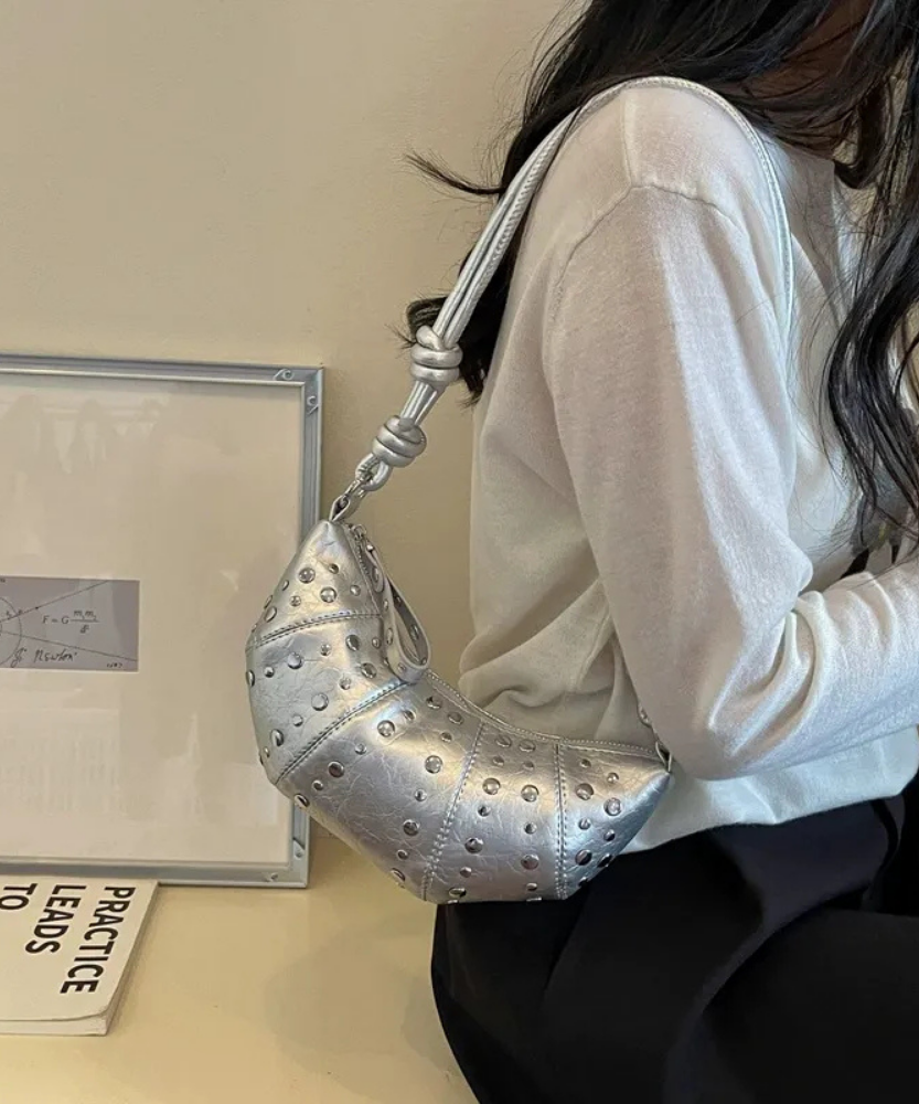 Tavrina Studded Croissant Shoulder Bag