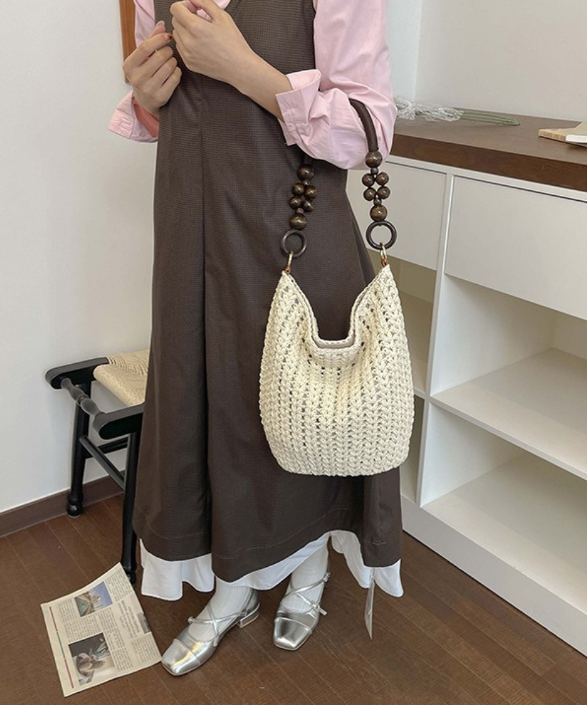 Marélle Beaded Handle Woven Bag