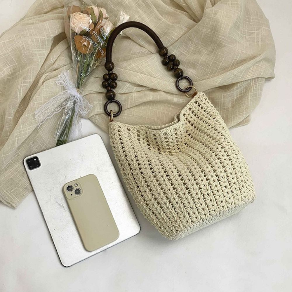 Marélle Beaded Handle Woven Bag