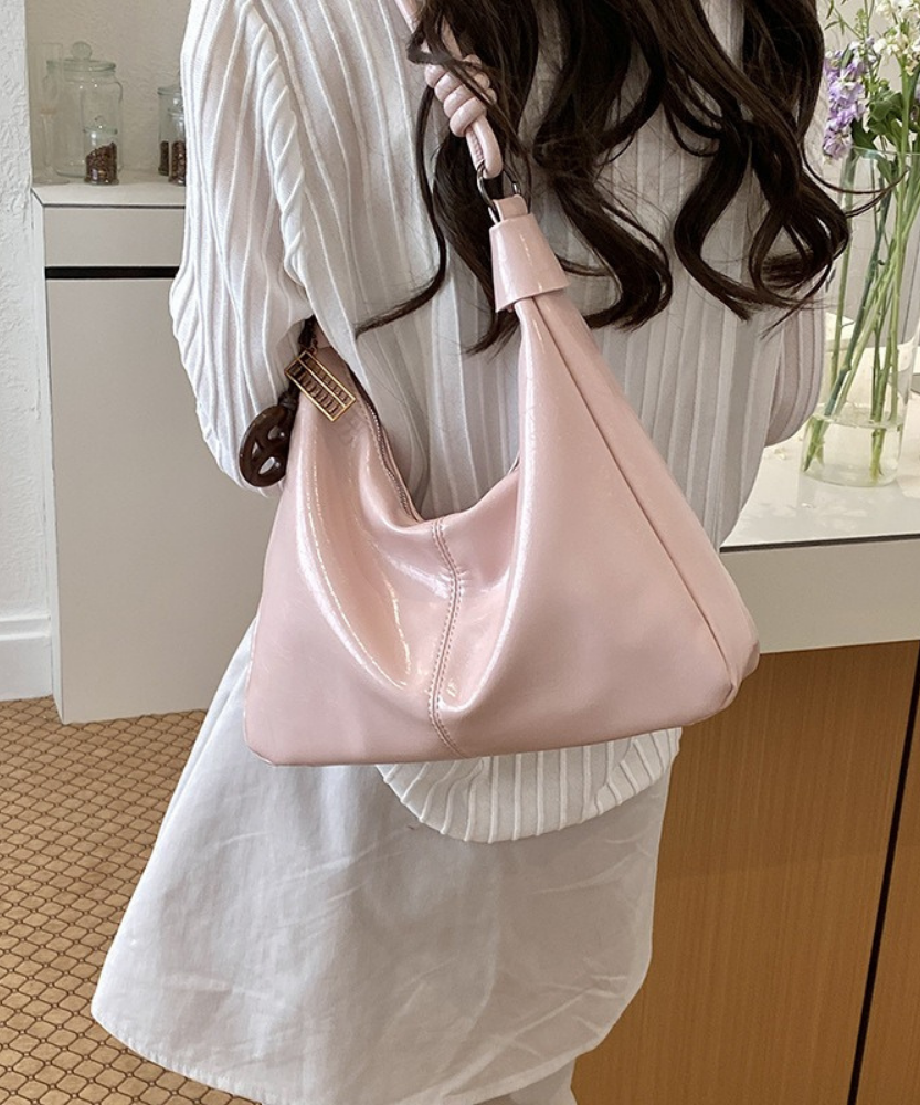 Léonie Glossy Hobo Bag