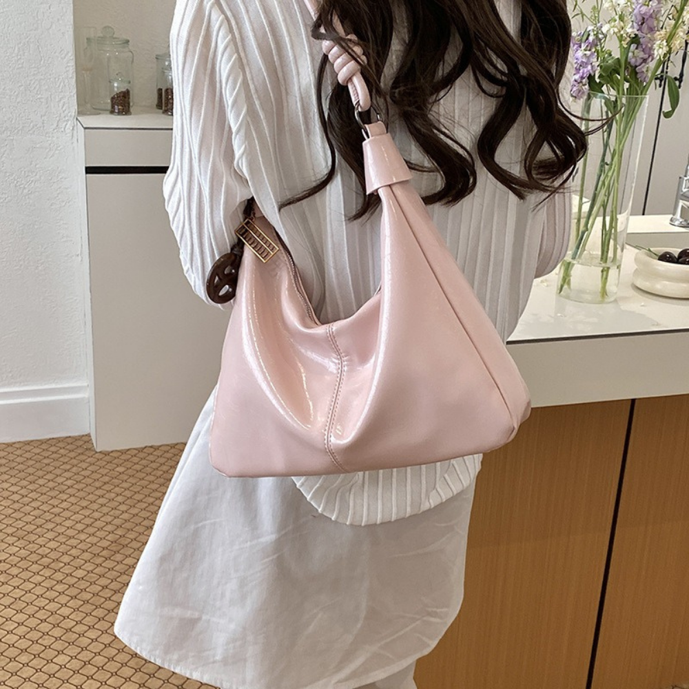 Léonie Glossy Hobo Bag