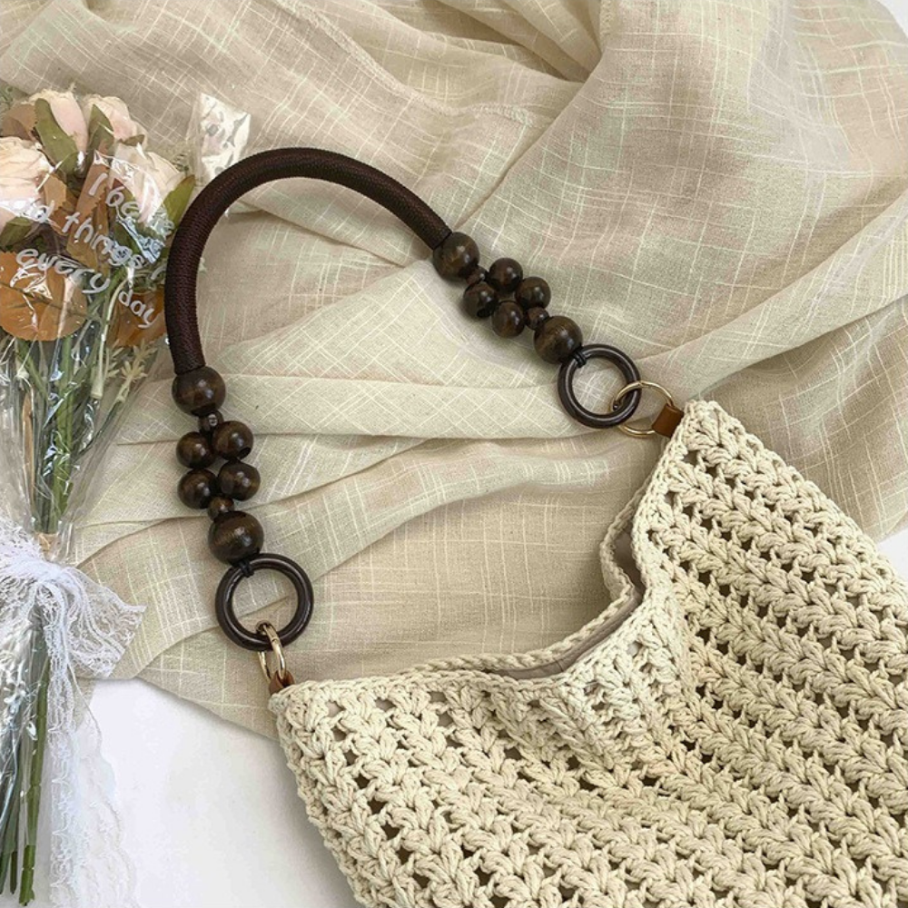 Marélle Beaded Handle Woven Bag