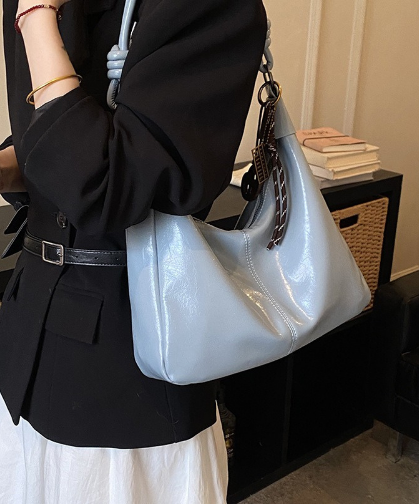 Léonie Glossy Hobo Bag