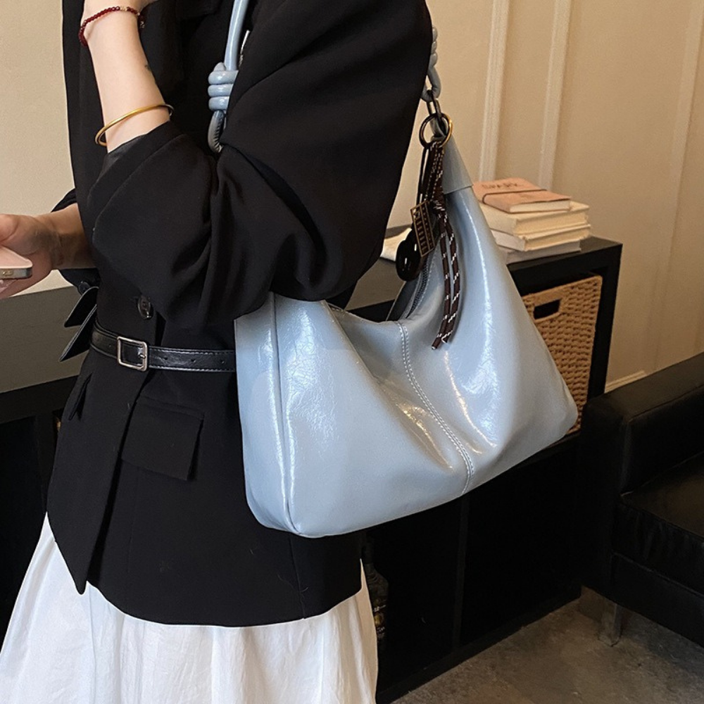 Léonie Glossy Hobo Bag