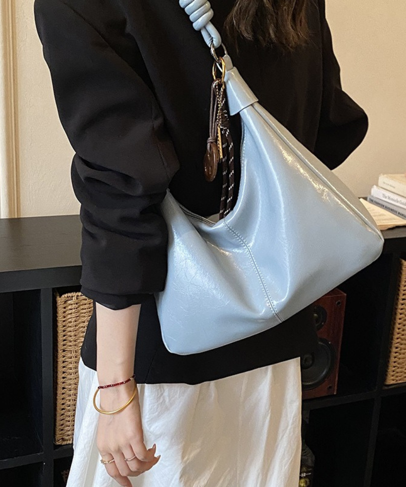 Léonie Glossy Hobo Bag