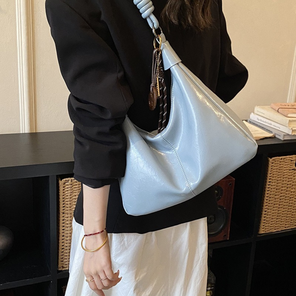 Léonie Glossy Hobo Bag
