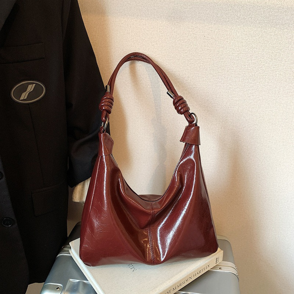 Léonie Glossy Hobo Bag