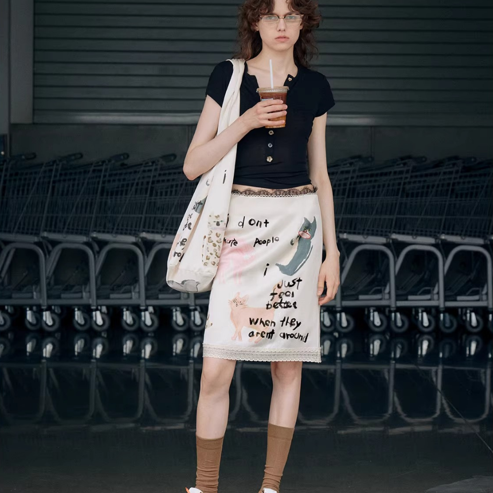 Cattéra Cat Print Oversized Shoulder Bag