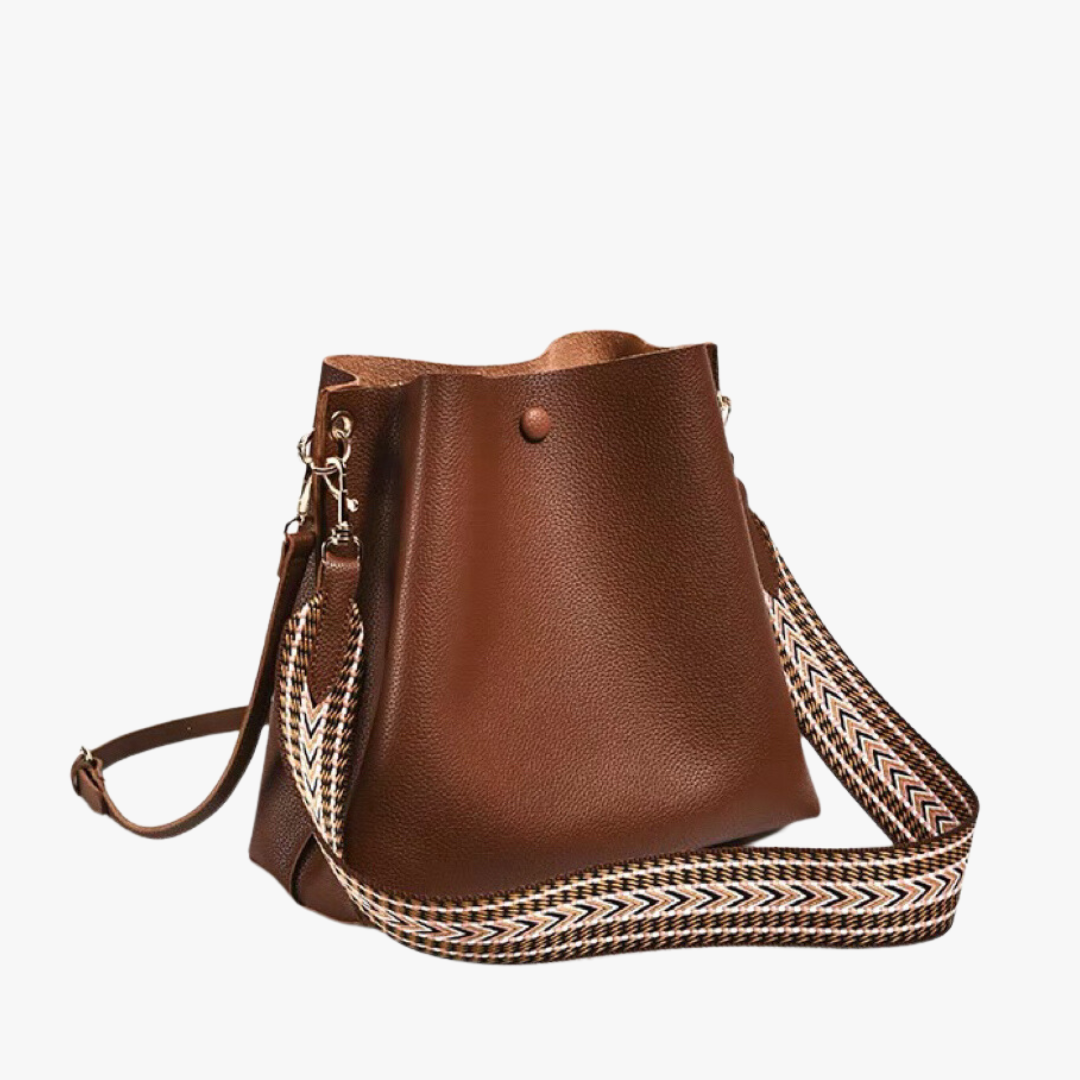 Léonore Vegan Leather Crossbody Bucket Bag