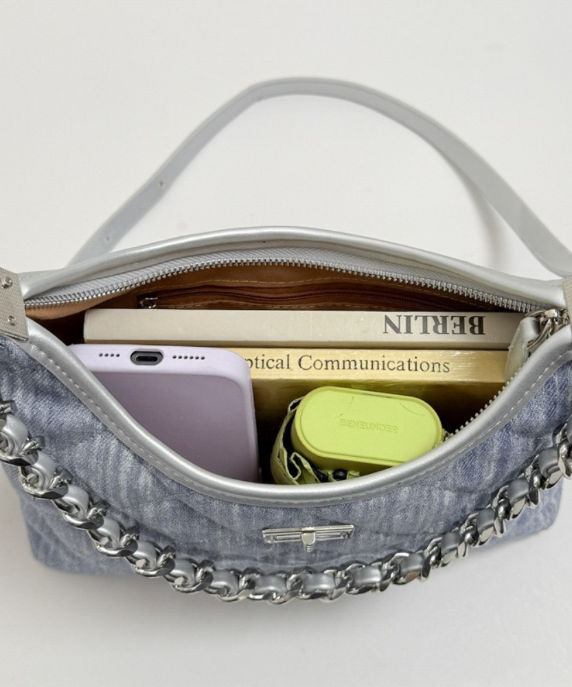 Bleuressa Quilted Denim-Look Shoulder Bag