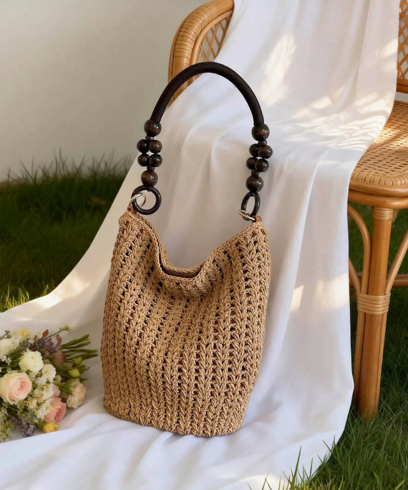 Marélle Beaded Handle Woven Bag