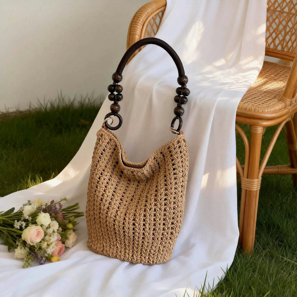 Marélle Beaded Handle Woven Bag