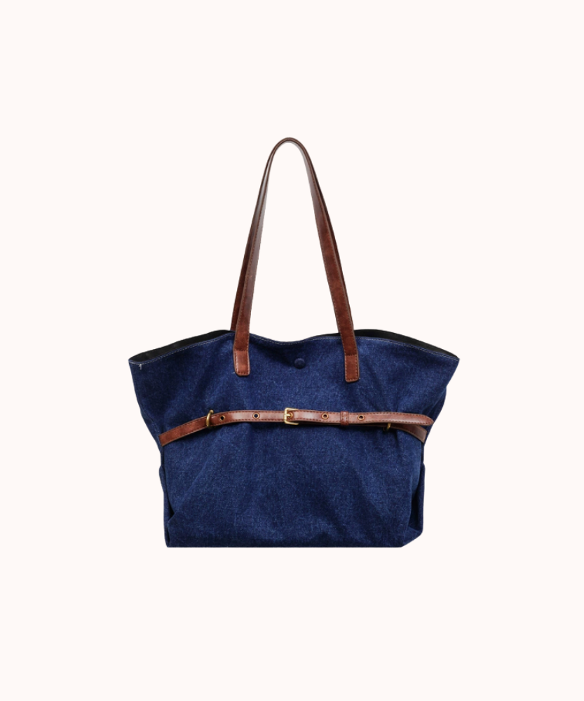 Azzira Belted Denim Tote Bag