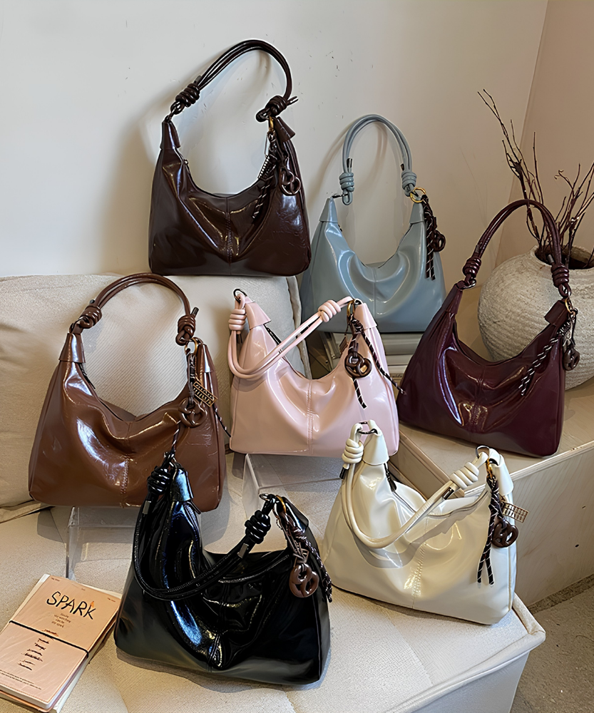 Léonie Glossy Hobo Bag