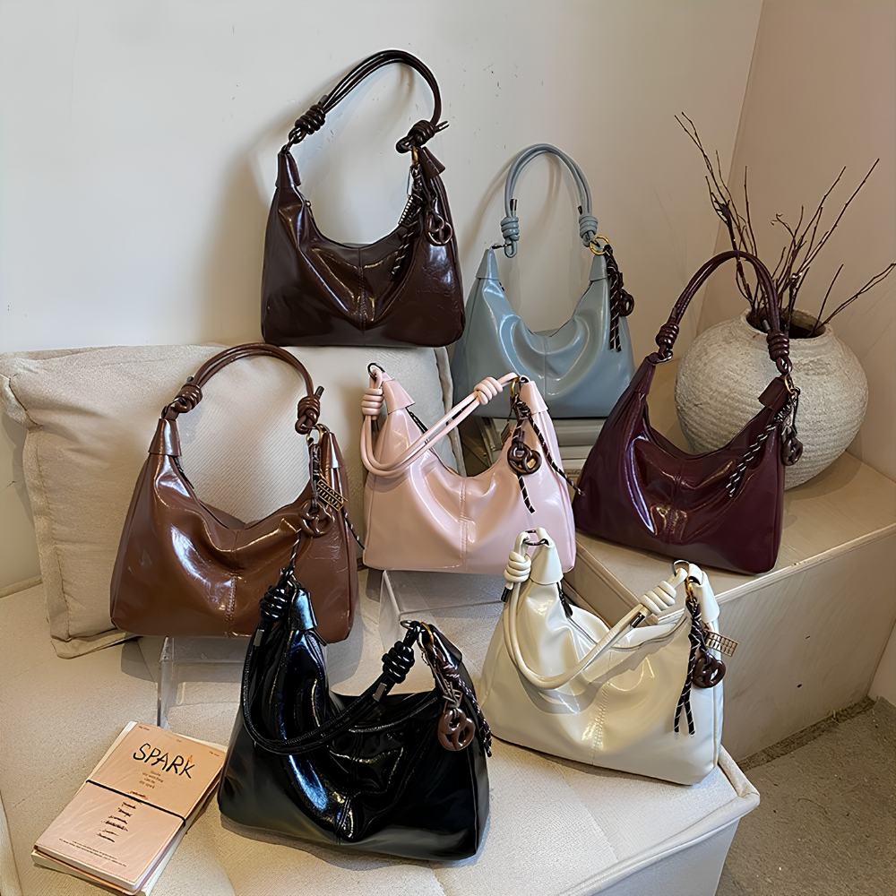 Léonie Glossy Hobo Bag