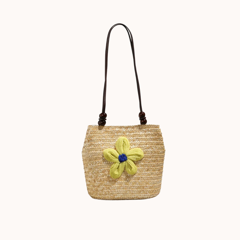 Fleurwave Woven Straw Shoulder Bag
