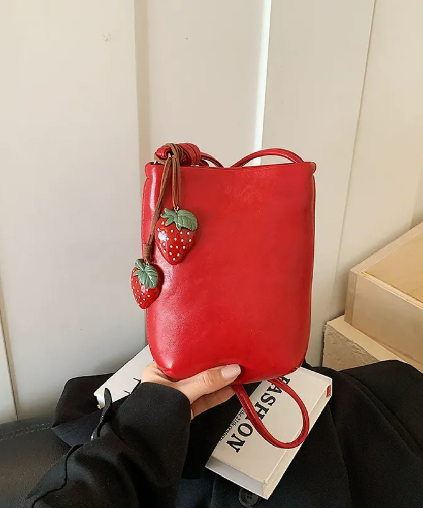 Fruttina Strawberry Charm Bucket Bag