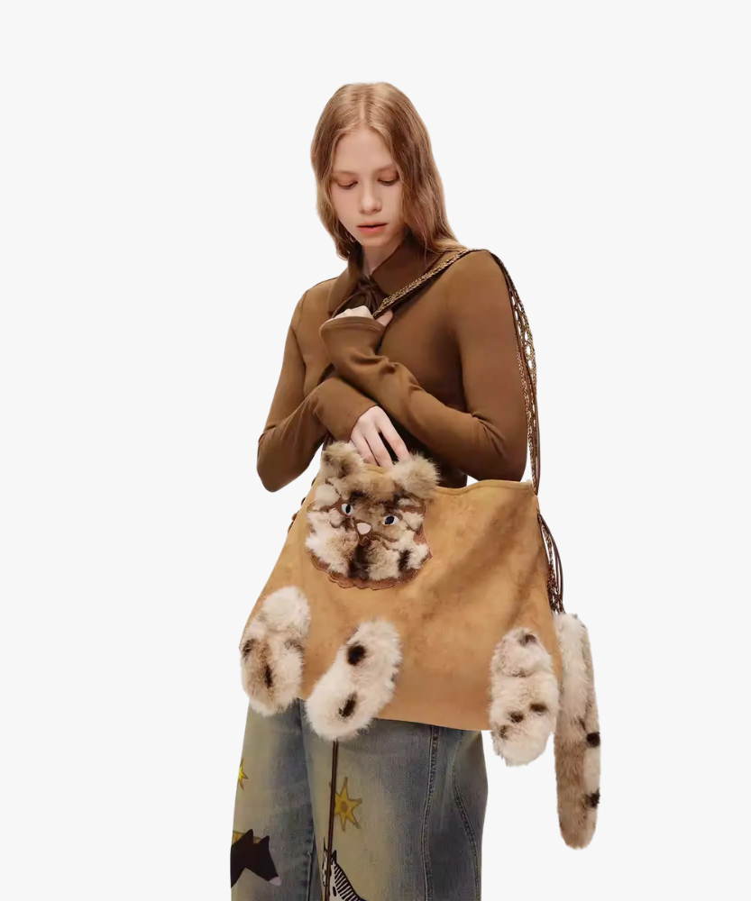 Félinea Faux Fur Cat Shoulder Bag