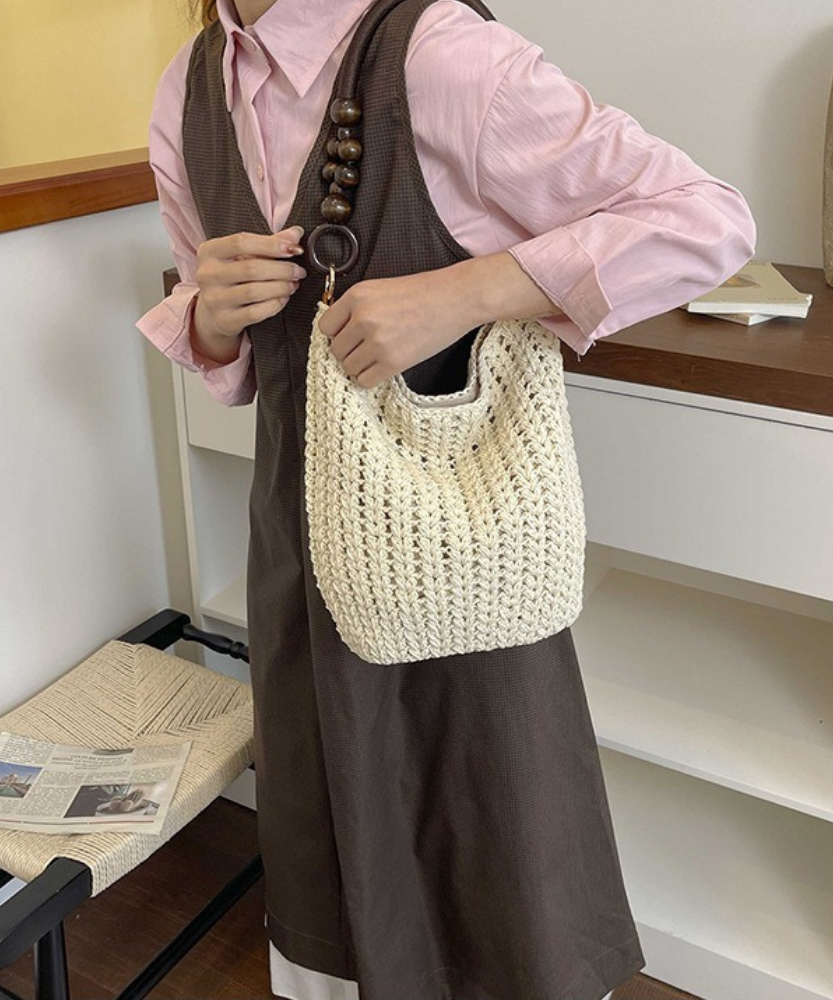 Marélle Beaded Handle Woven Bag