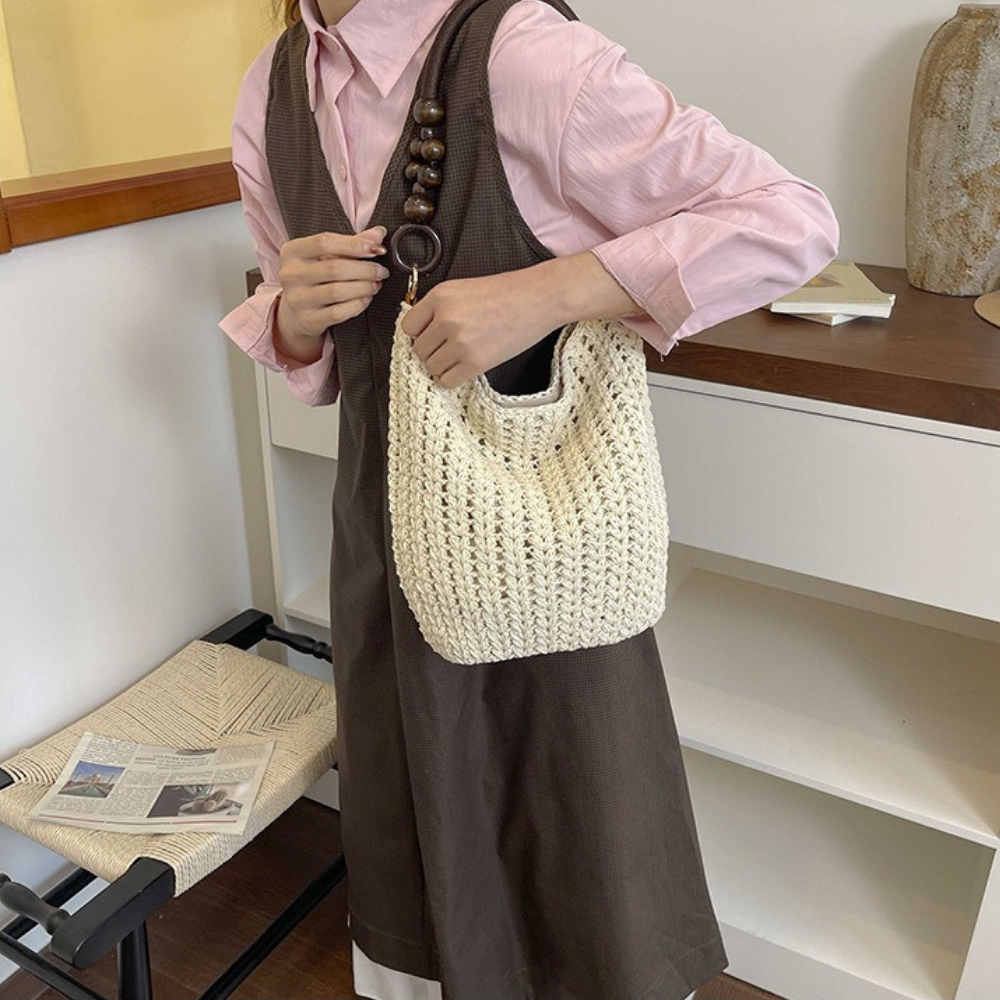 Marélle Beaded Handle Woven Bag