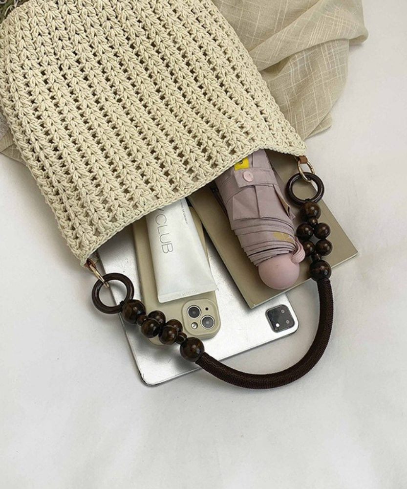 Marélle Beaded Handle Woven Bag