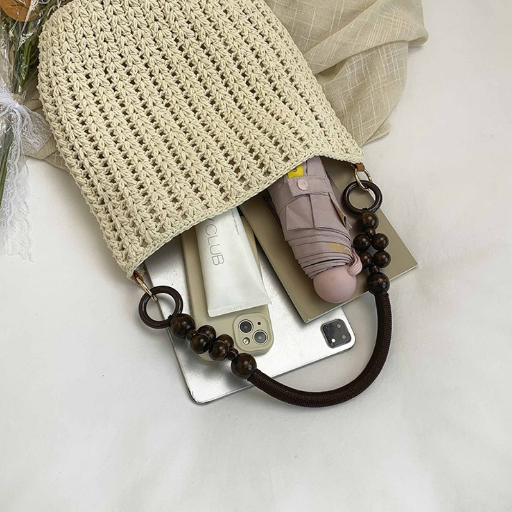 Marélle Beaded Handle Woven Bag
