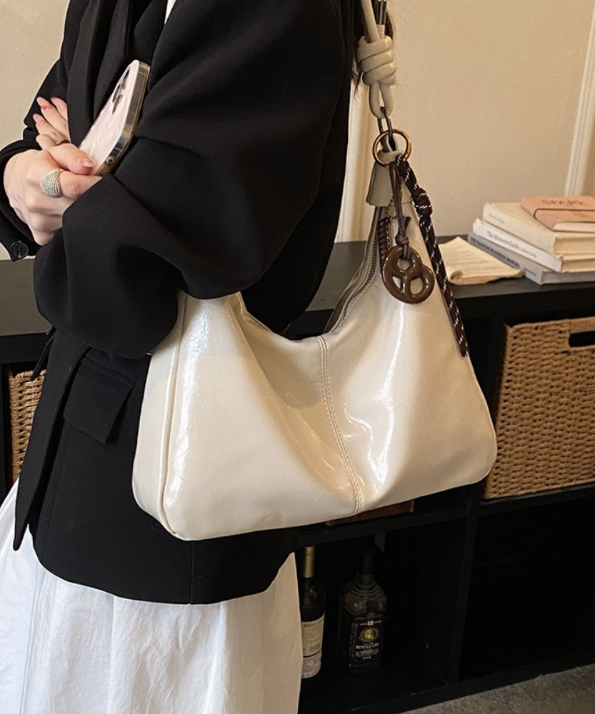 Léonie Glossy Hobo Bag