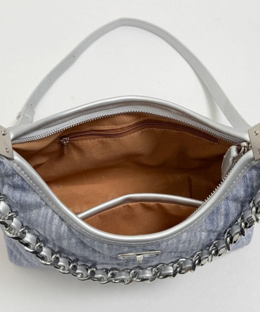 Bleuressa Quilted Denim-Look Shoulder Bag