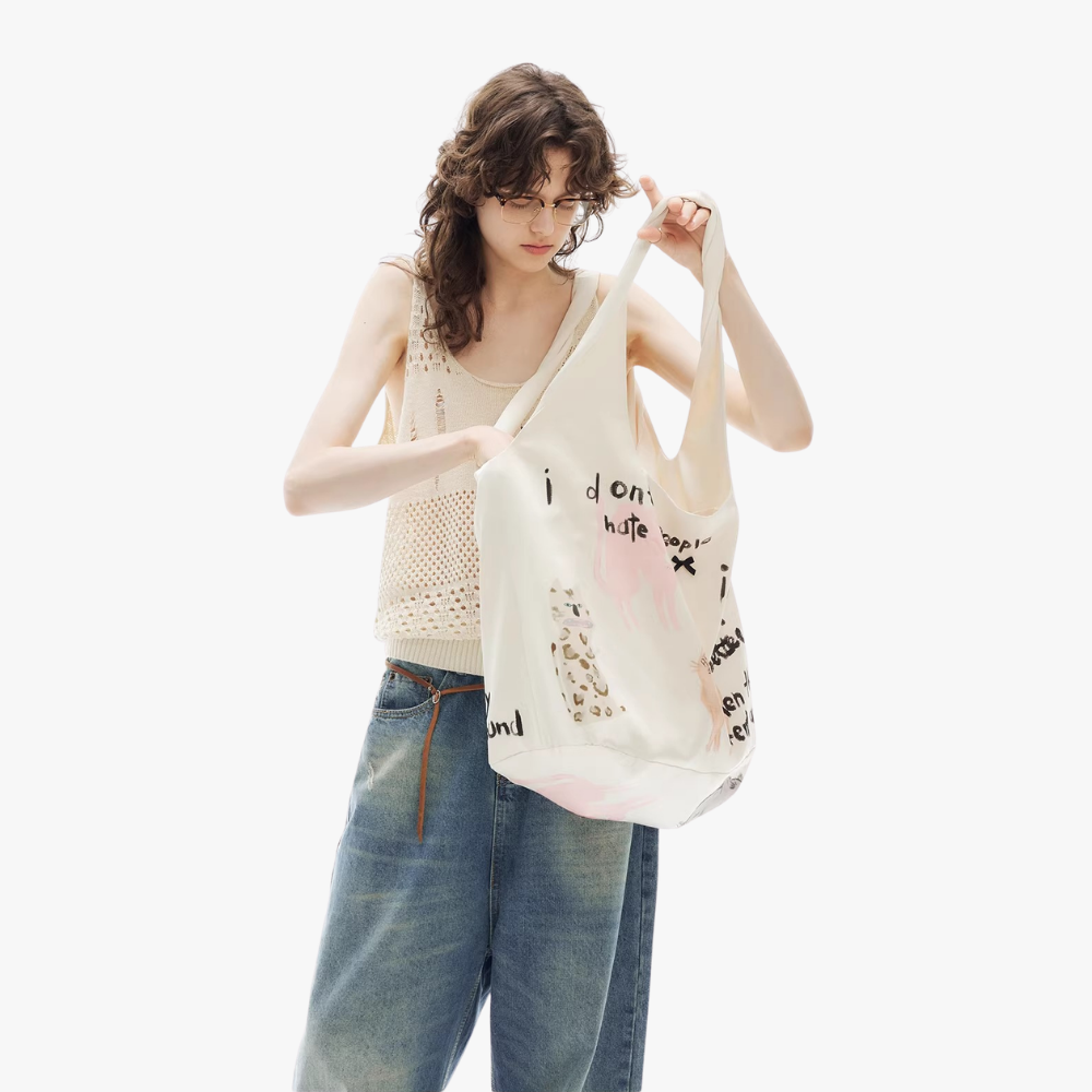 Cattéra Cat Print Oversized Shoulder Bag