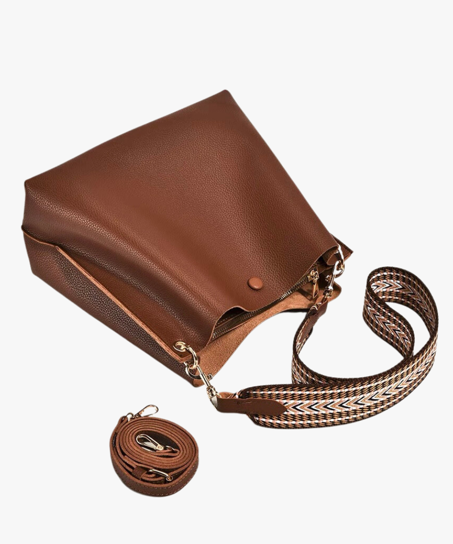 Léonore Vegan Leather Crossbody Bucket Bag
