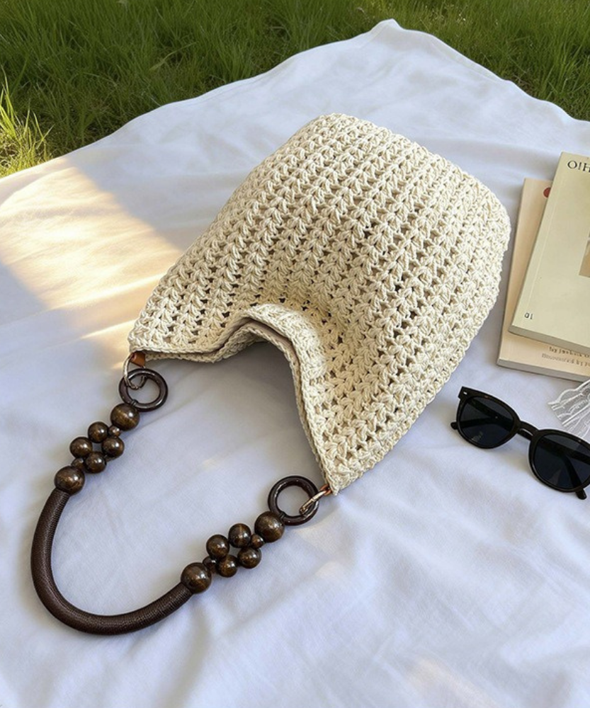 Marélle Beaded Handle Woven Bag