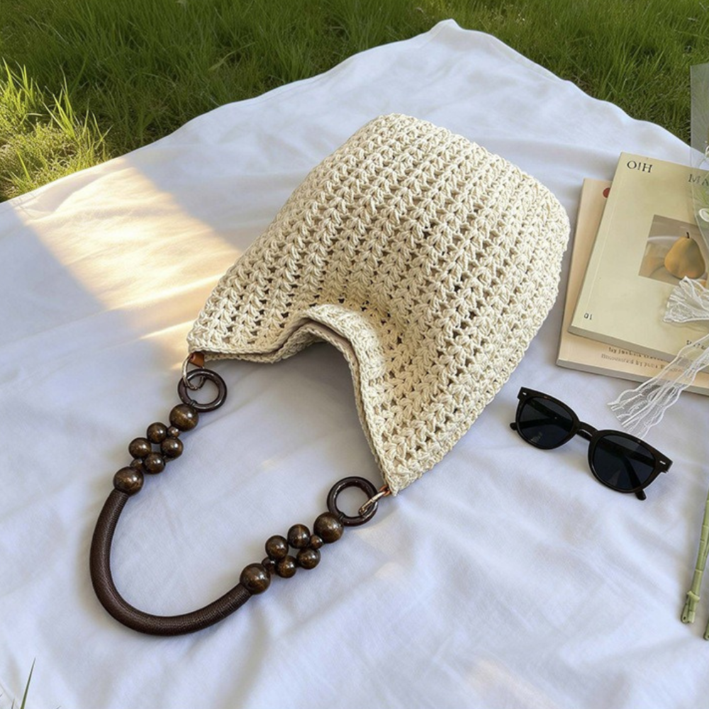 Marélle Beaded Handle Woven Bag